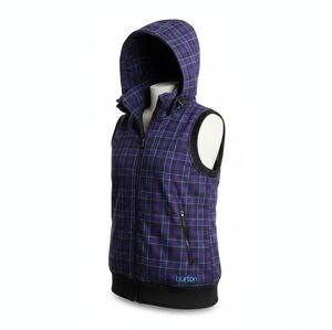 Burton Women’s Medium Snowboarding DryRide Vest Hooded Insulated Purple Plaid